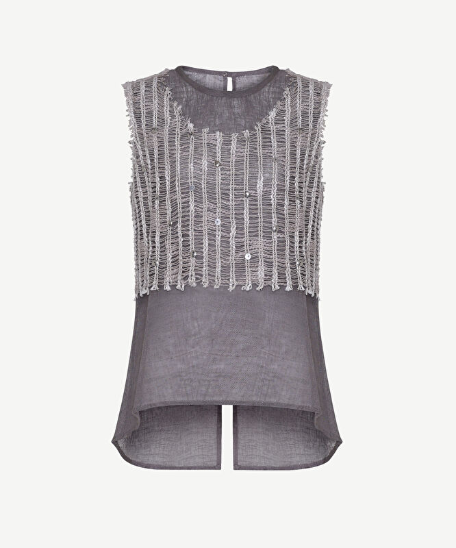 Regular Bisiklet Yaka Kolsuz Bluz