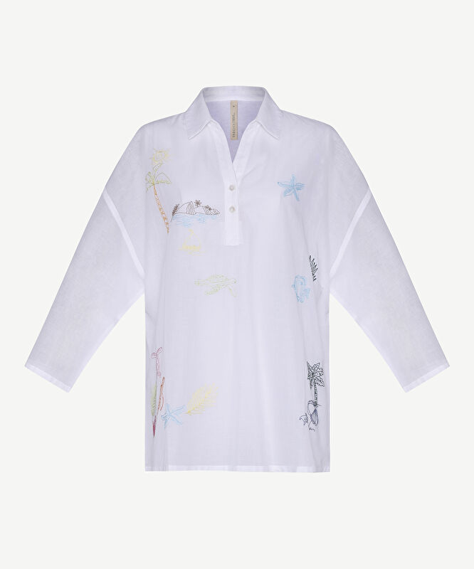 Regular Gömlek Yaka 3/4 Kol Bluz