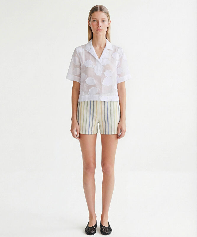 Regular Gömlek Yaka Kısa Kol Bluz