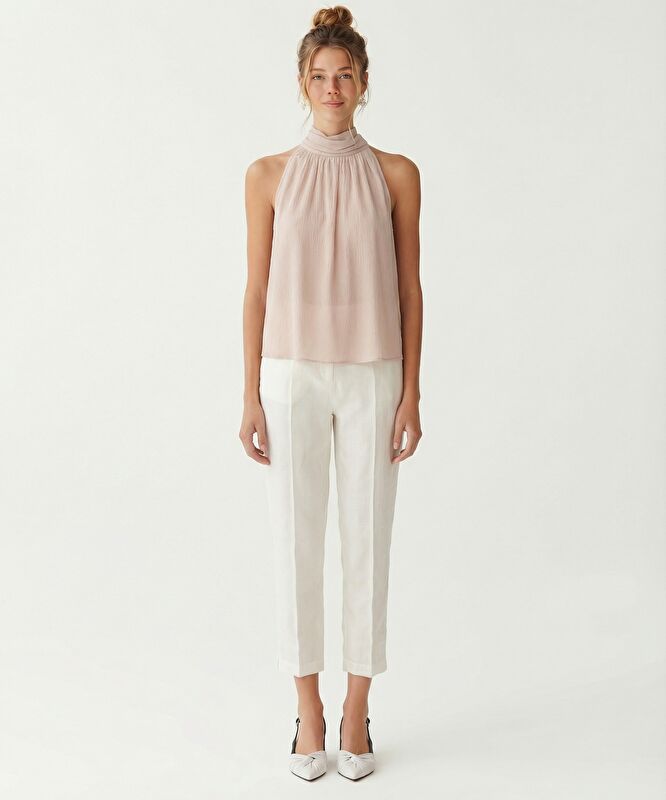 Regular Yarım Balıkçı Yaka Kolsuz Bluz