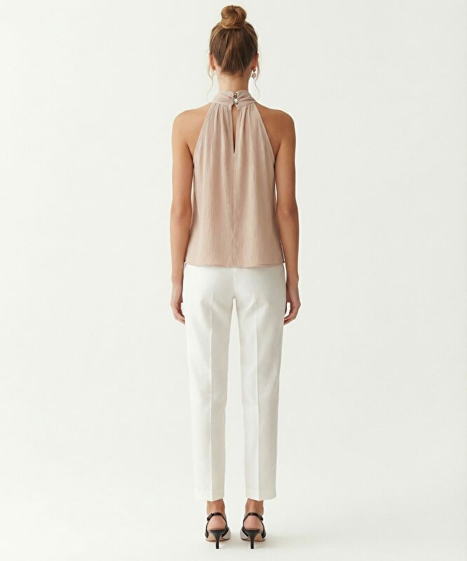 Regular Yarım Balıkçı Yaka Kolsuz Bluz