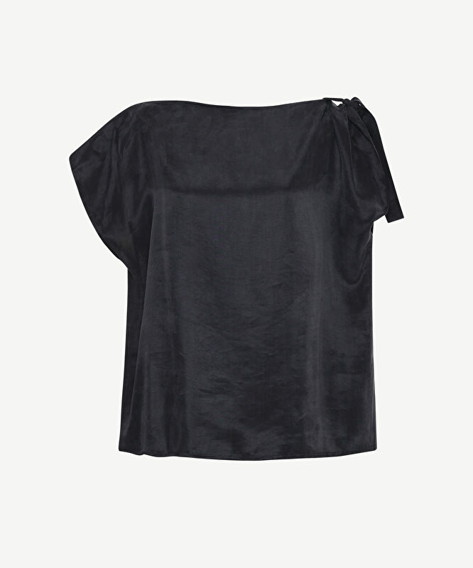 Zero Waste Düz Yaka Kısa Kol Bluz