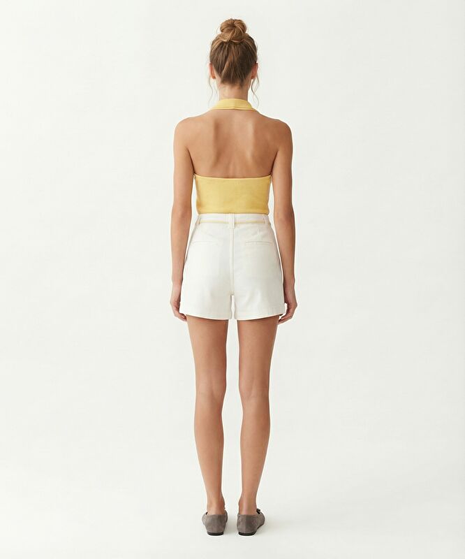 Regular Yüksek Bel Bermuda/Şort