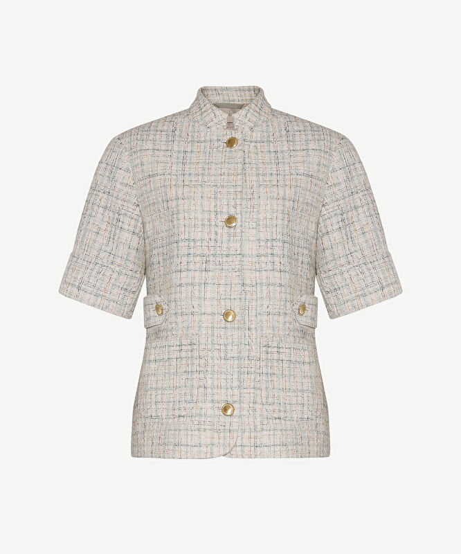 Fitted Dik Yaka Kısa Kol Ceket