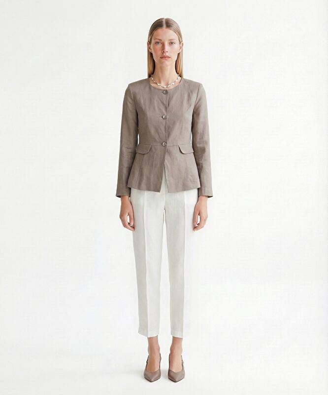 Regular Bisiklet Yaka Uzun Kol Ceket