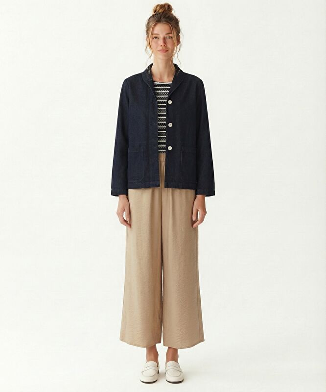 Regular Dik Yaka Uzun Kol Ceket