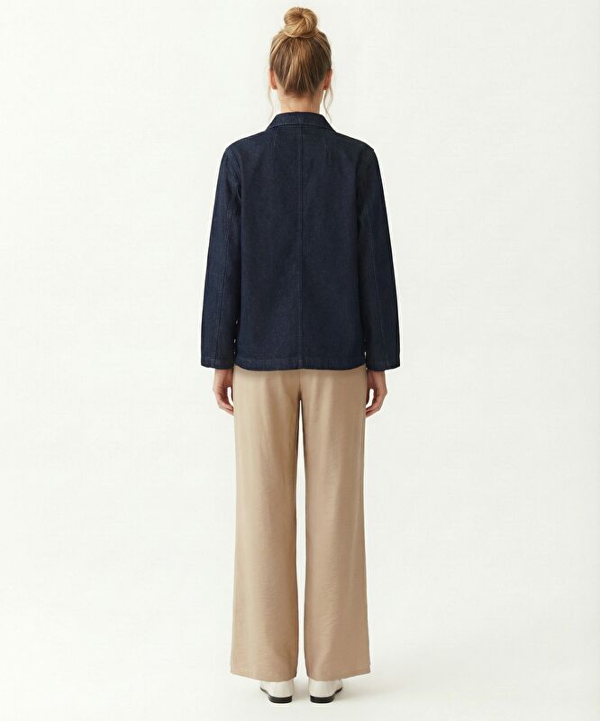 Regular Dik Yaka Uzun Kol Ceket