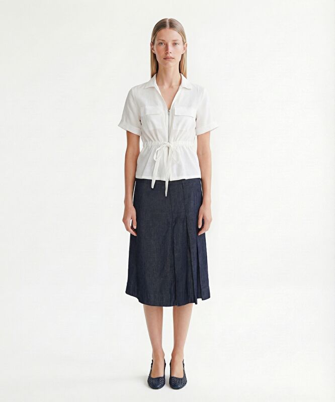 Fitted V Yaka Kısa Kol Ceket