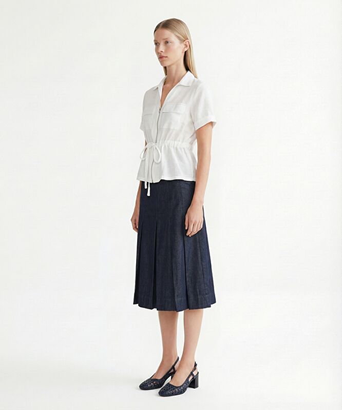 Fitted V Yaka Kısa Kol Ceket