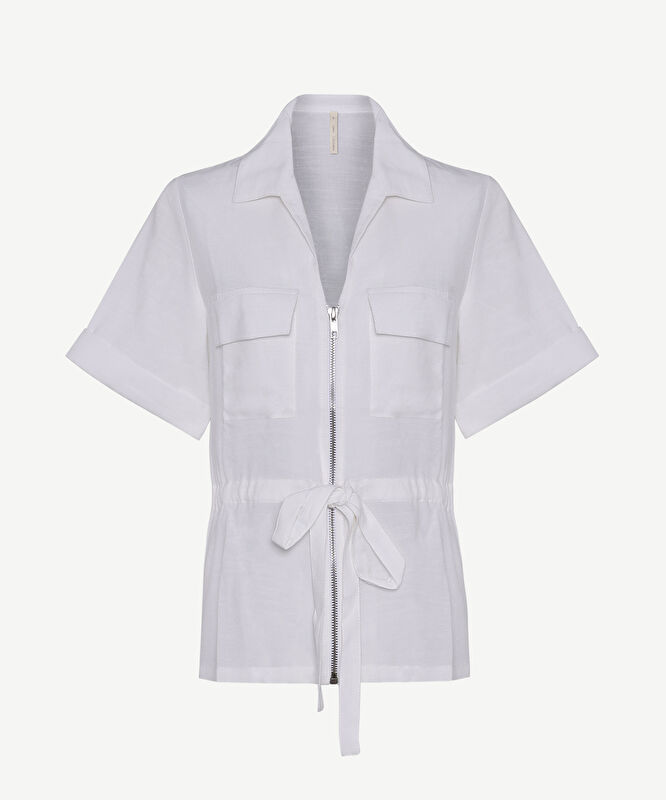 Fitted V Yaka Kısa Kol Ceket