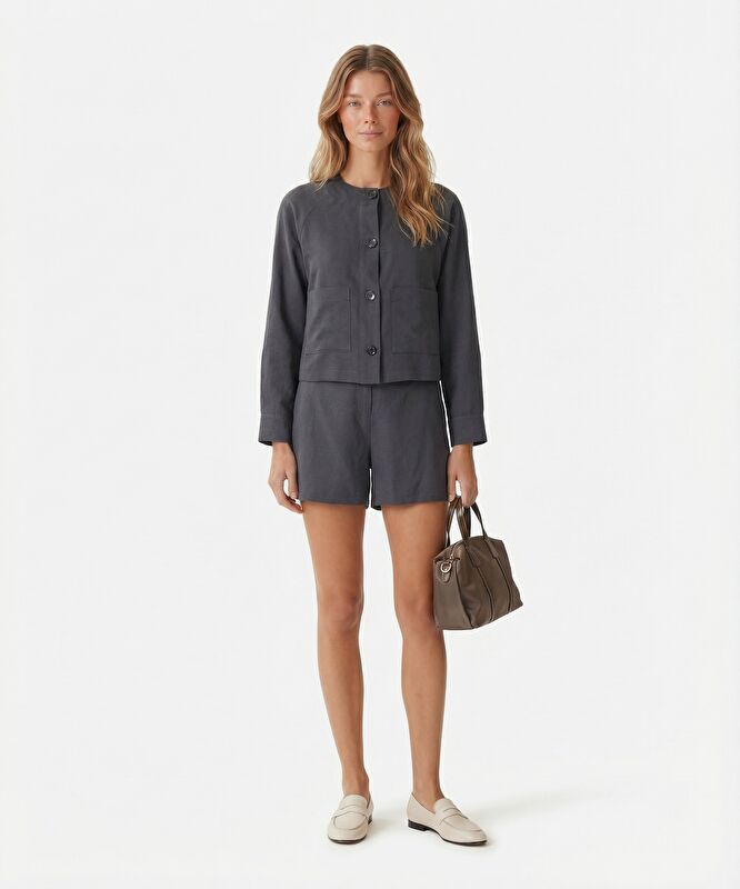 Regular Bisiklet Yaka Uzun Kol Ceket