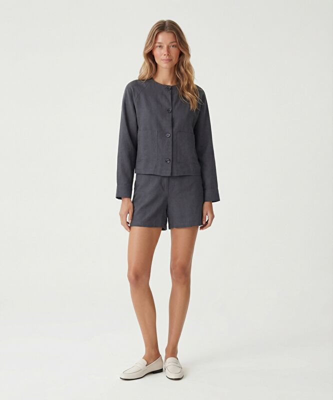 Regular Bisiklet Yaka Uzun Kol Ceket