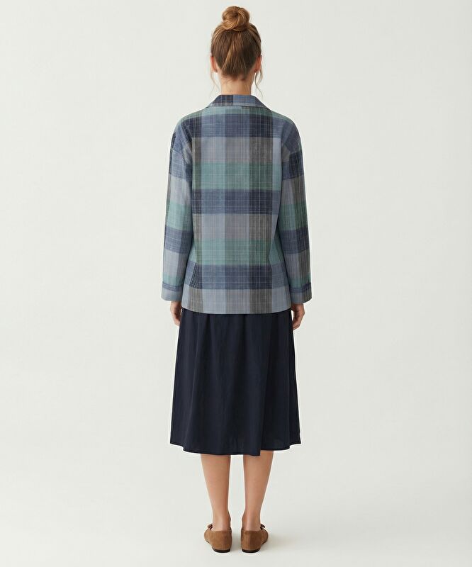 Geniş Ceket Yaka 3/4 Kol Ceket