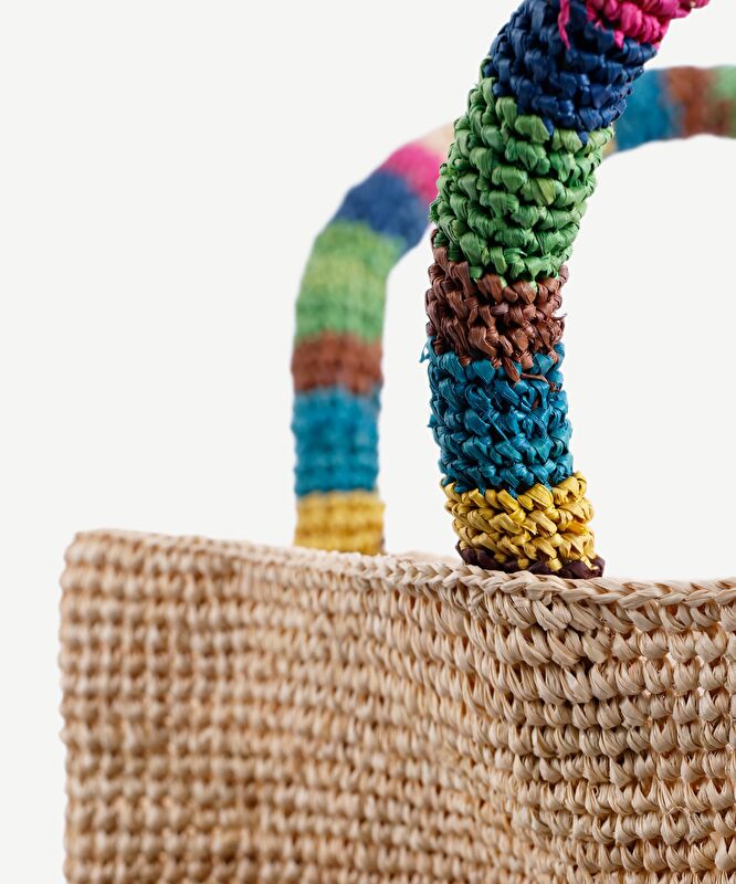 Renkli Rafya Plaj Çantası