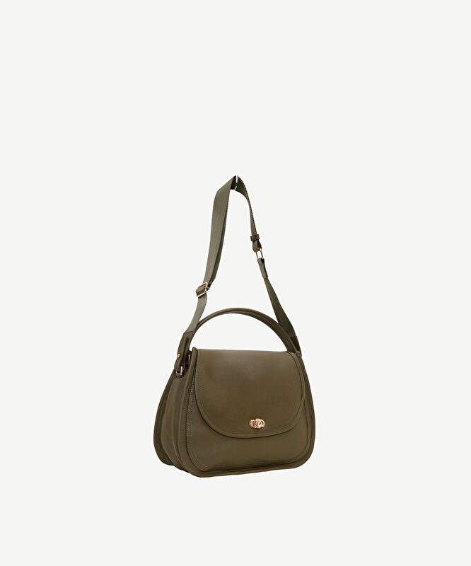 Kilit Detaylı Deri Omuz Çantası