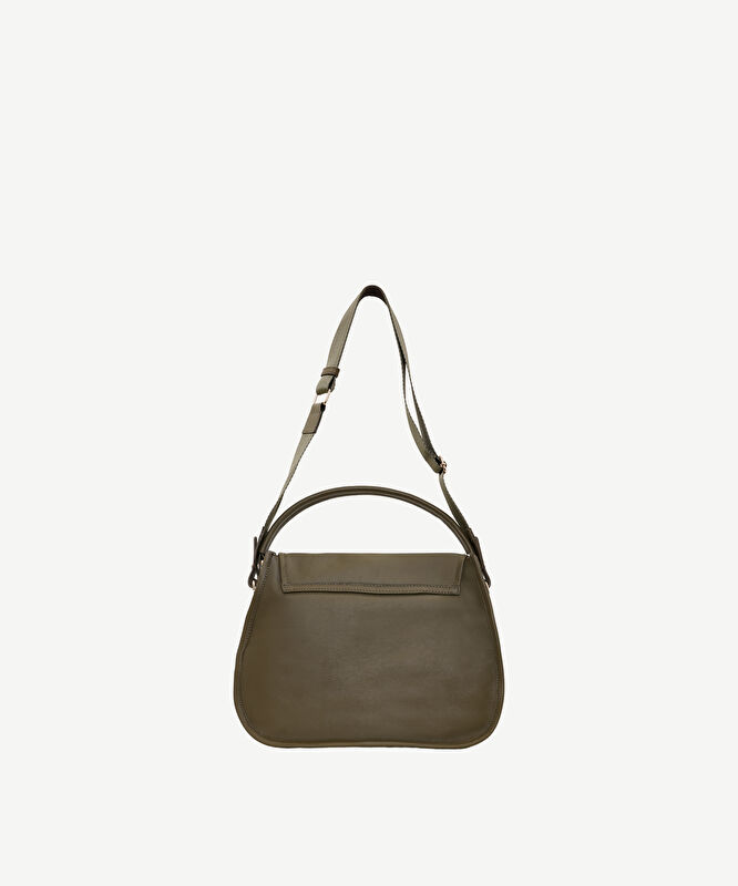 Kilit Detaylı Deri Omuz Çantası