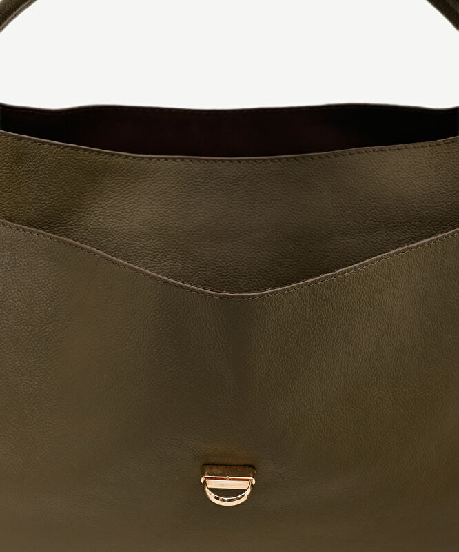 Kilit Detaylı Deri Omuz Çantası