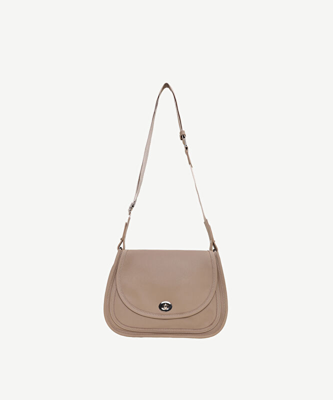 Kilit Detaylı Deri Çapraz Çanta