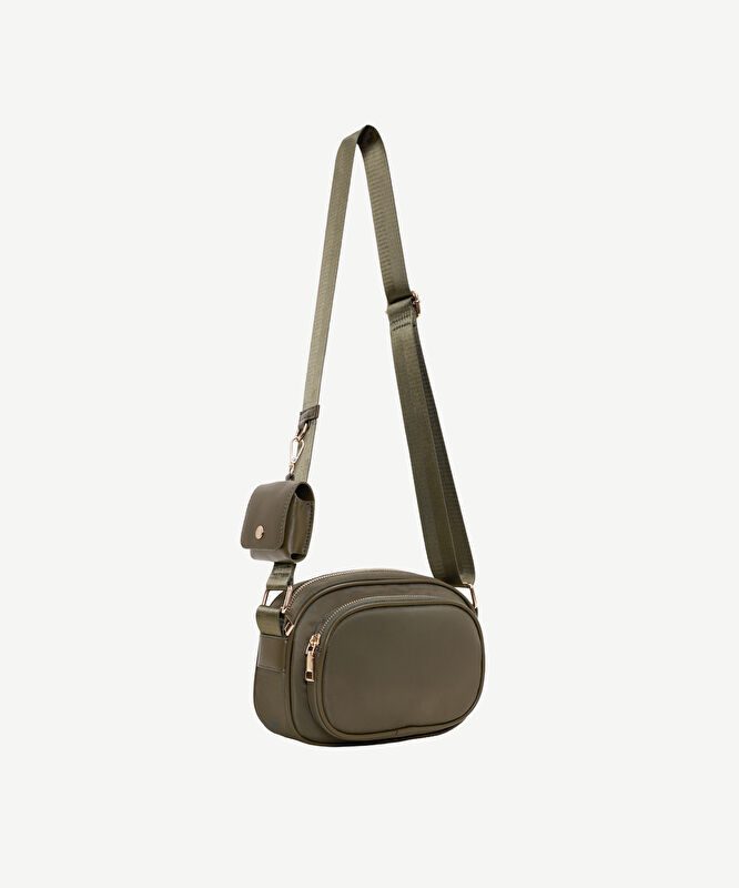 Fermuarlı Kumaş Küçük Çapraz Çanta