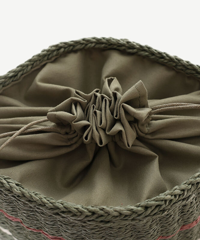 Şeritli Hasır Çapraz Çanta