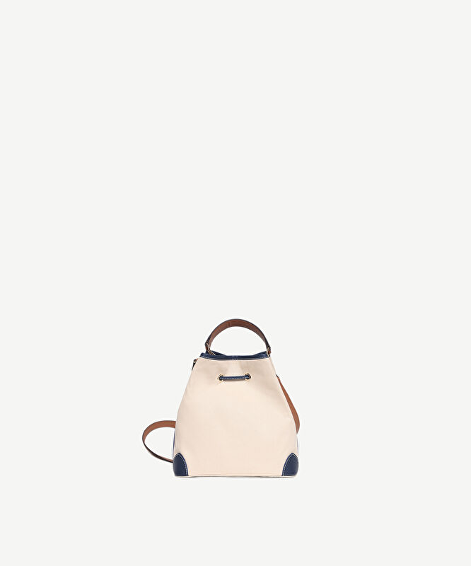 Deri Garnili Kanvas Omuz Çantası