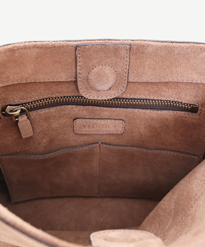 Dikiş Detaylı Süet Omuz Çantası