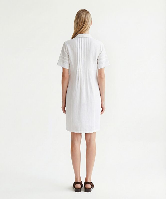 Düz Gömlek Yaka Kısa Kol Elbise