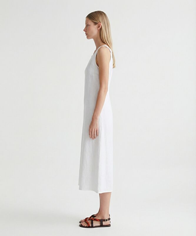 Düz Kare Yaka Askılı Elbise