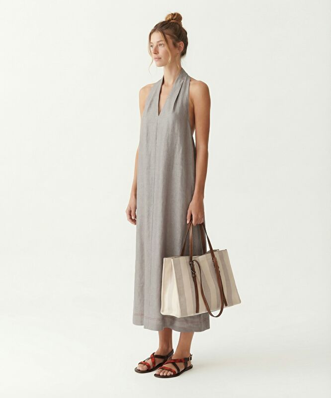 Bol Halter Yaka Kolsuz Elbise