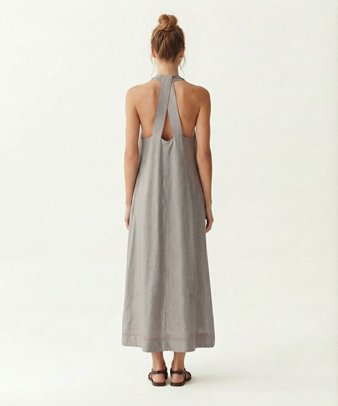 Bol Halter Yaka Kolsuz Elbise