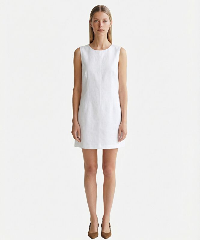 A Form Kayık Yaka Kolsuz Elbise