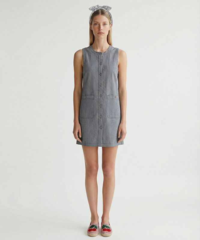 Düz Bisiklet Yaka Kolsuz Elbise