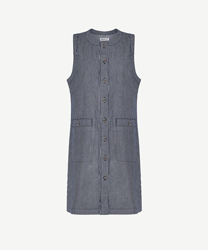 Düz Bisiklet Yaka Kolsuz Elbise