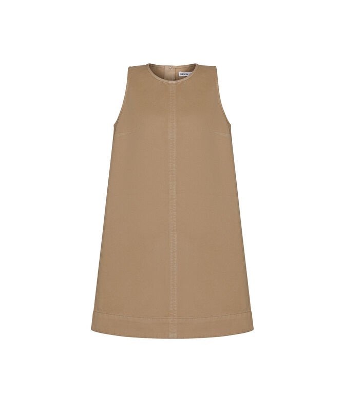 Bol Bisiklet Yaka Kolsuz Elbise