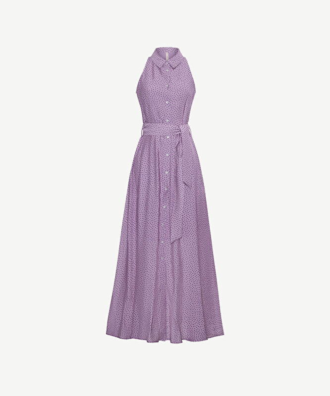 Dar Gömlek Yaka Kolsuz Elbise