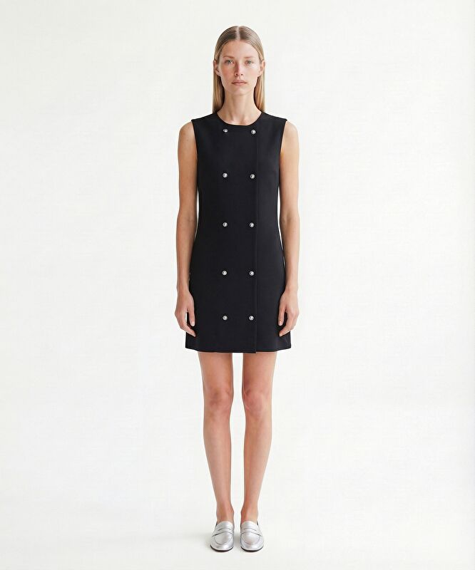 Düz Bisiklet Yaka Kolsuz Elbise