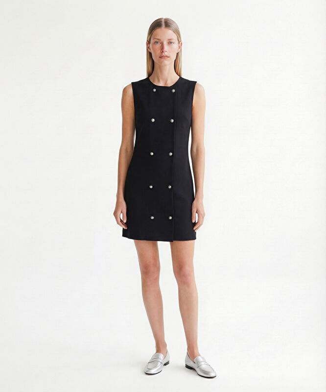 Düz Bisiklet Yaka Kolsuz Elbise