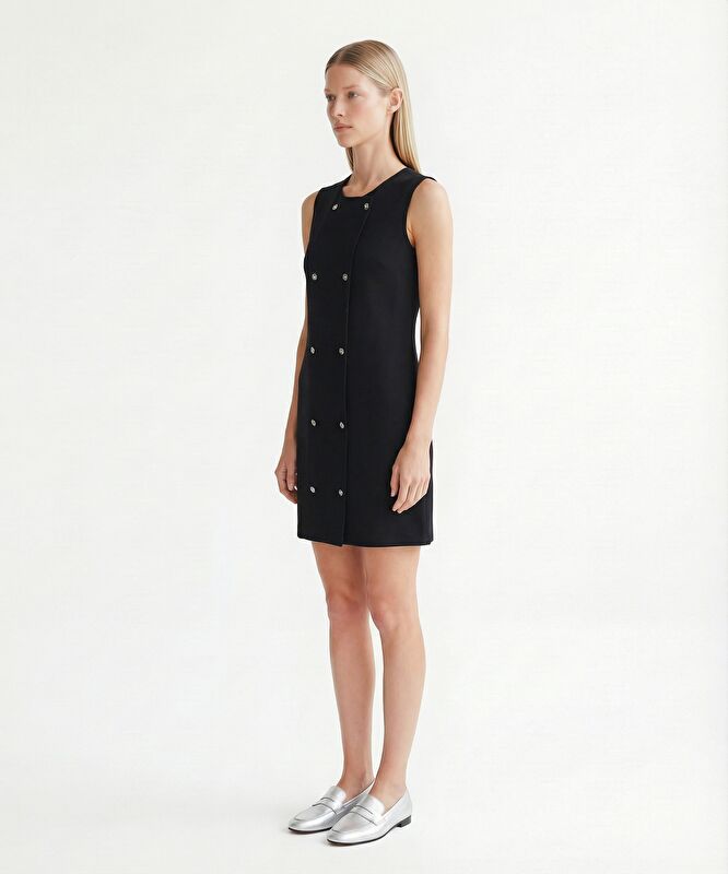 Düz Bisiklet Yaka Kolsuz Elbise