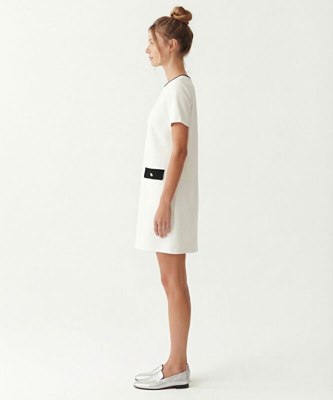 Düz Bisiklet Yaka Kısa Kol Elbise