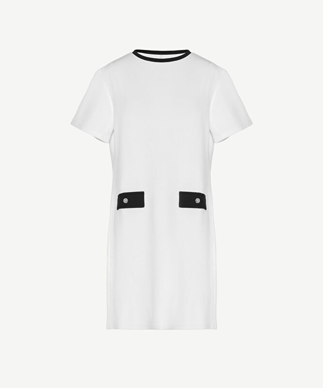 Düz Bisiklet Yaka Kısa Kol Elbise