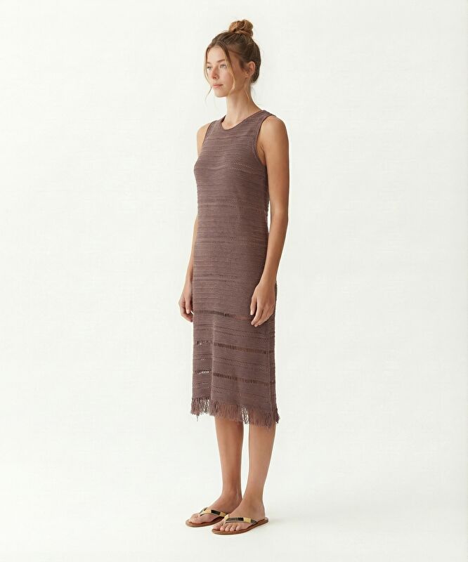 Bol Bisiklet Yaka Kolsuz Elbise