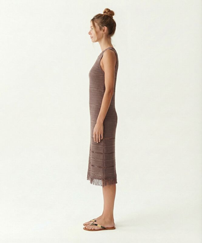 Bol Bisiklet Yaka Kolsuz Elbise