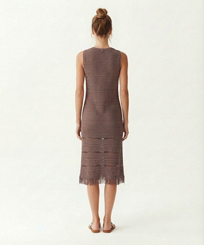 Bol Bisiklet Yaka Kolsuz Elbise