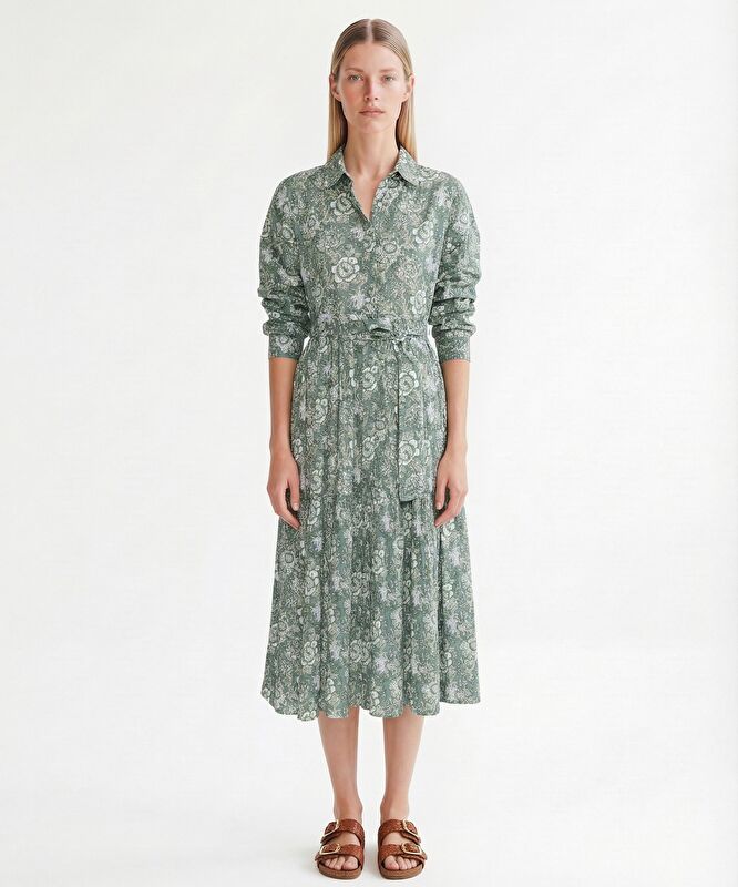 Bol Gömlek Yaka Uzun Kol Elbise