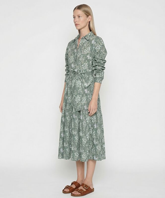 Bol Gömlek Yaka Uzun Kol Elbise