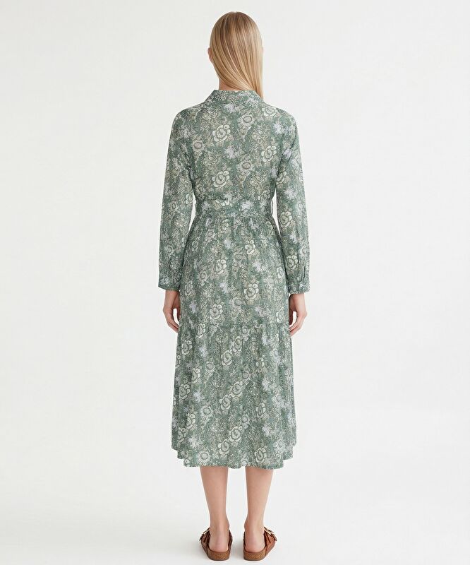 Bol Gömlek Yaka Uzun Kol Elbise