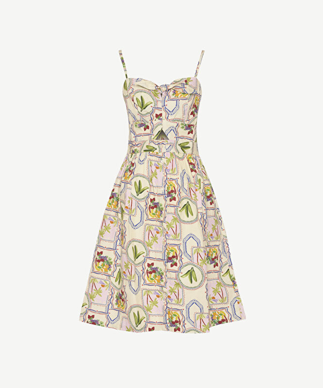 Düz V Yaka Askılı Elbise