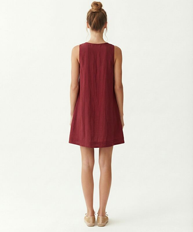 Bol Bisiklet Yaka Kolsuz Elbise