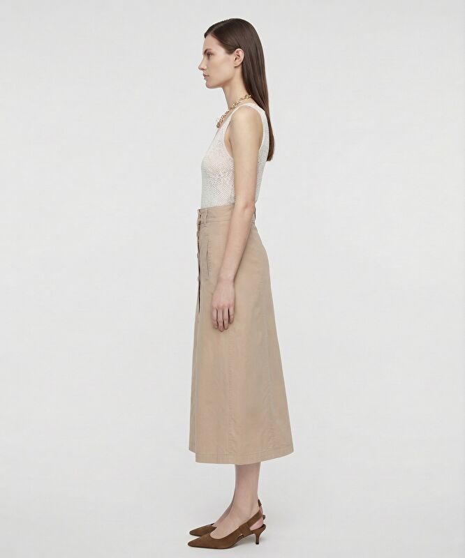 Düz Yüksek Bel Etek