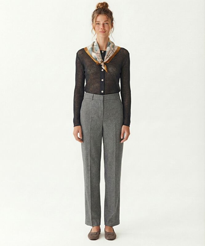 Düz Yüksek Bel Pantolon